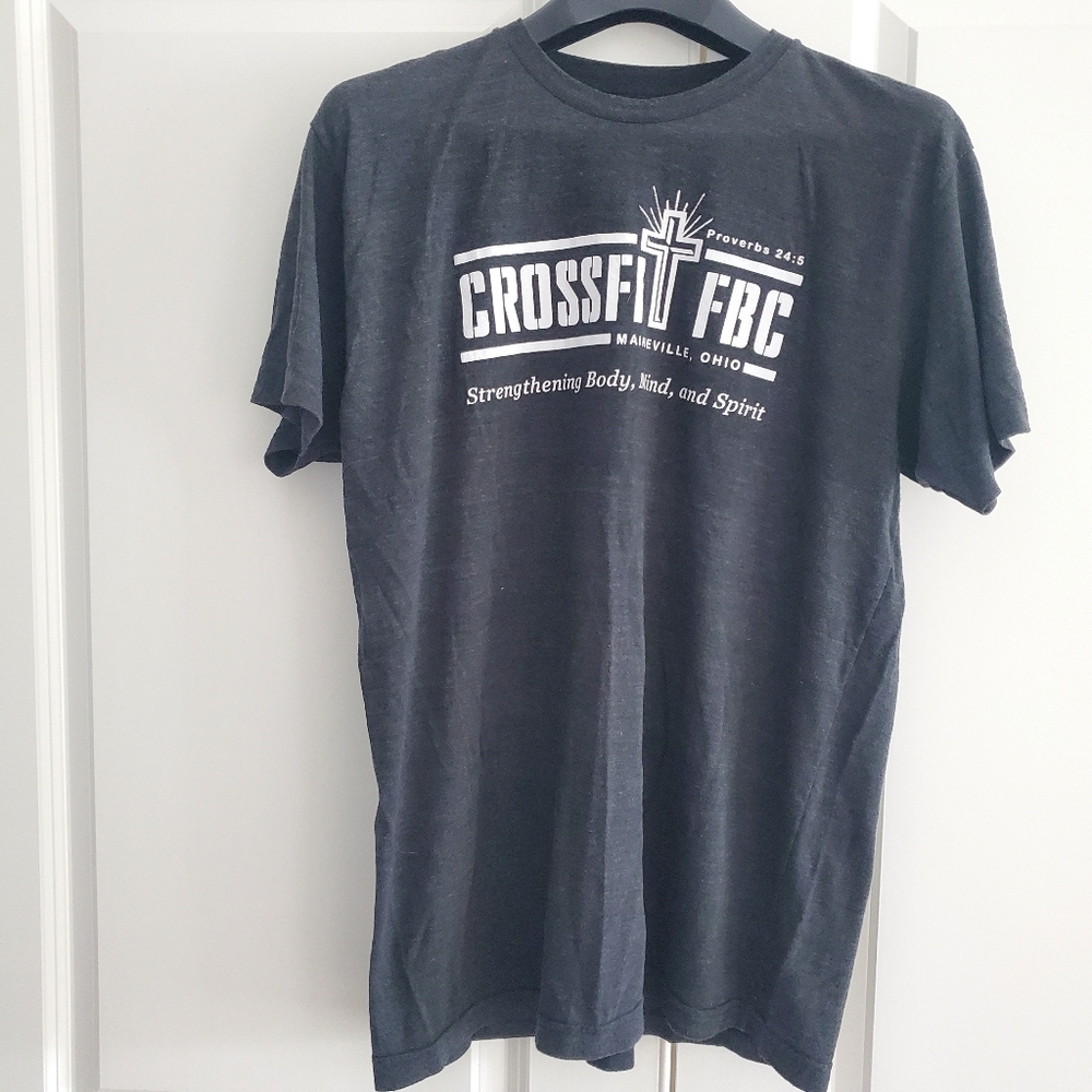 American Apparel Dark Gray Graphic Crossfit Tee, Large, Workout, Summer